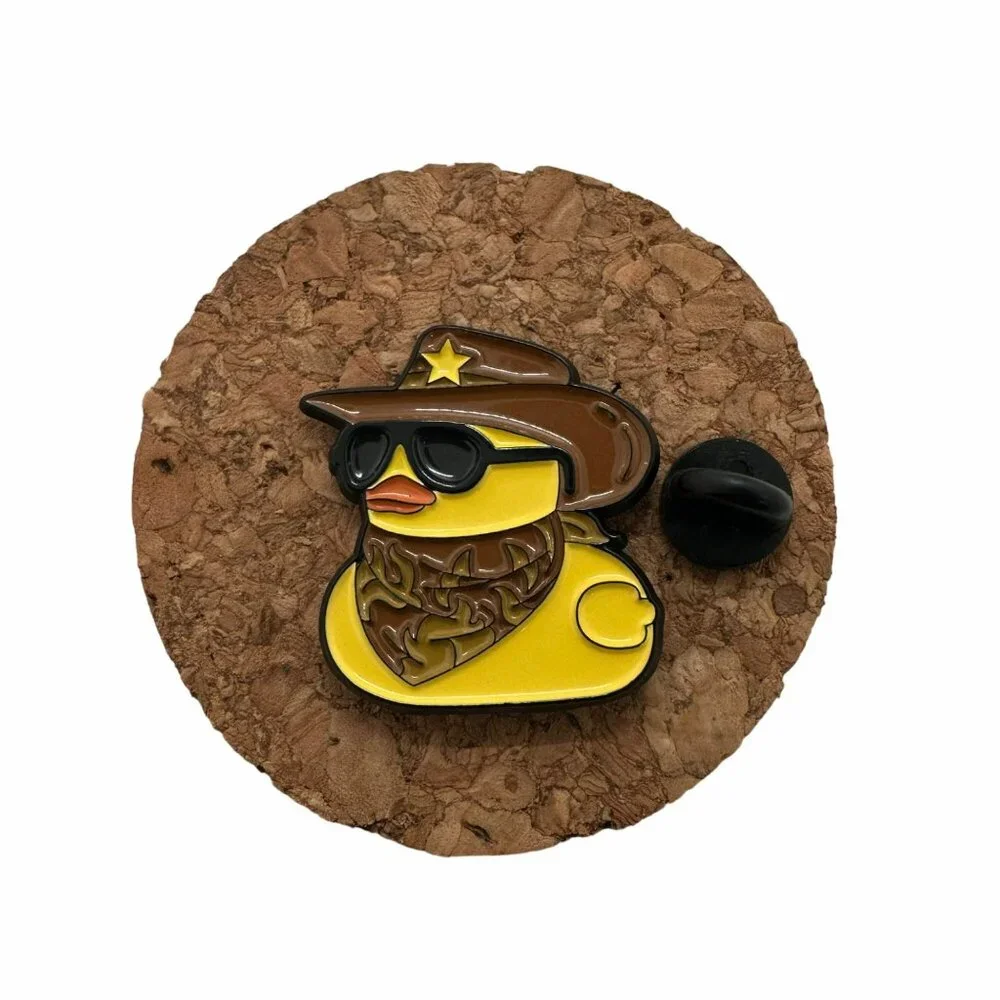 ✨Enamel Lapel Pin duck cap with cowboy hat glasses and bandana metal brooch✨ - Picture 2 of 5